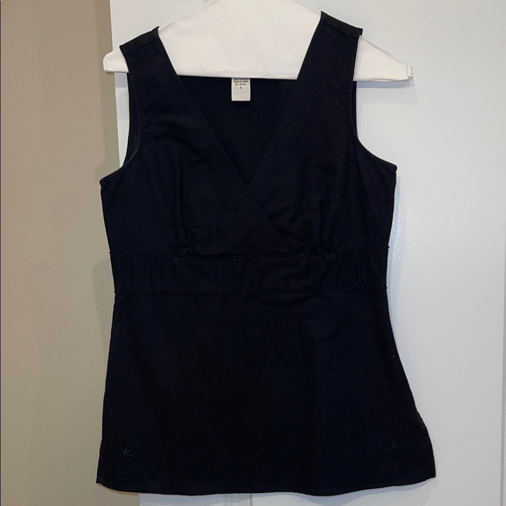 Geoffrey Beene Black Linen Blend Top